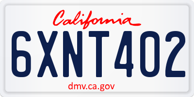 CA license plate 6XNT402