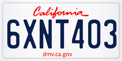 CA license plate 6XNT403