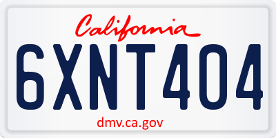 CA license plate 6XNT404