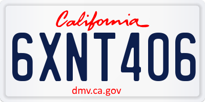 CA license plate 6XNT406