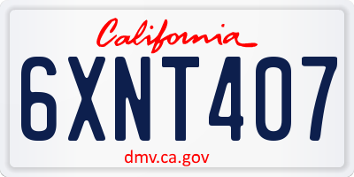 CA license plate 6XNT407