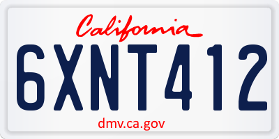 CA license plate 6XNT412