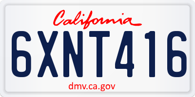 CA license plate 6XNT416