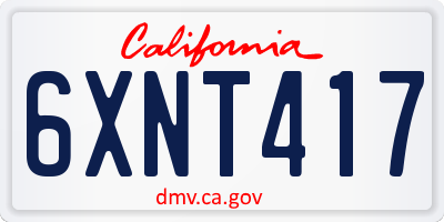 CA license plate 6XNT417