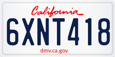 CA license plate 6XNT418