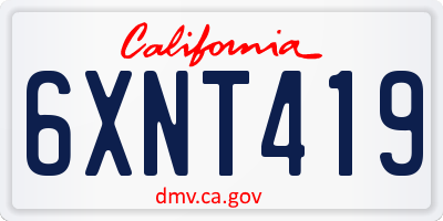 CA license plate 6XNT419