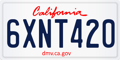 CA license plate 6XNT420