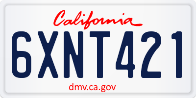 CA license plate 6XNT421