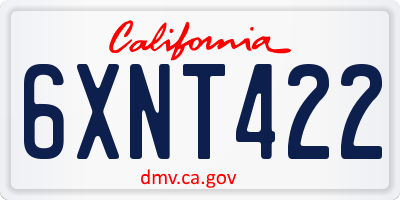 CA license plate 6XNT422