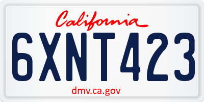 CA license plate 6XNT423