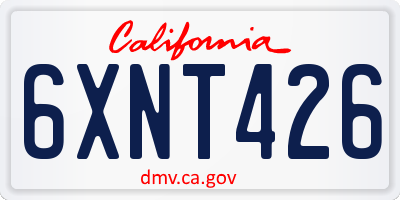 CA license plate 6XNT426