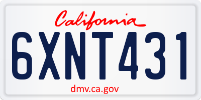 CA license plate 6XNT431