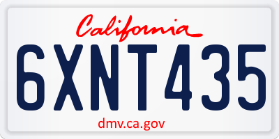CA license plate 6XNT435