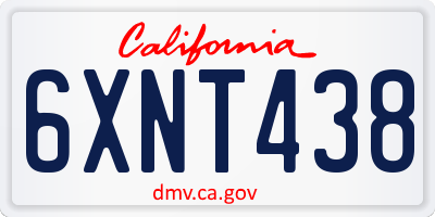 CA license plate 6XNT438