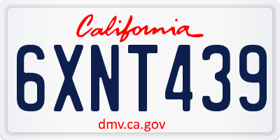CA license plate 6XNT439