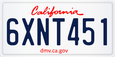 CA license plate 6XNT451