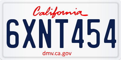CA license plate 6XNT454