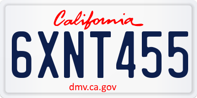 CA license plate 6XNT455