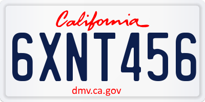 CA license plate 6XNT456