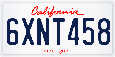 CA license plate 6XNT458