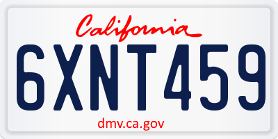 CA license plate 6XNT459