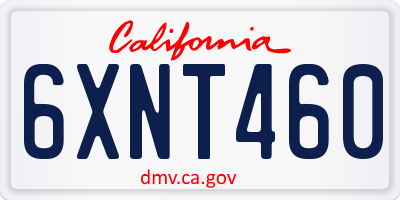 CA license plate 6XNT460