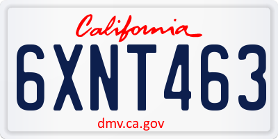 CA license plate 6XNT463