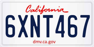 CA license plate 6XNT467