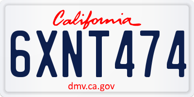 CA license plate 6XNT474
