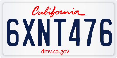 CA license plate 6XNT476