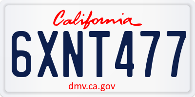 CA license plate 6XNT477