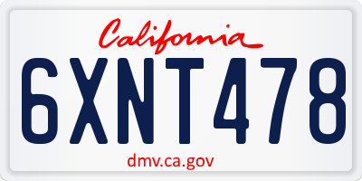 CA license plate 6XNT478