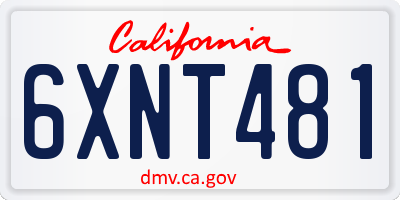 CA license plate 6XNT481