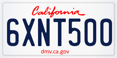 CA license plate 6XNT500