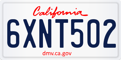 CA license plate 6XNT502