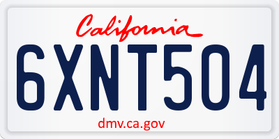 CA license plate 6XNT504