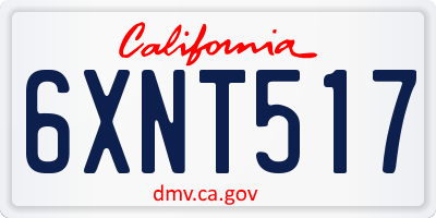 CA license plate 6XNT517
