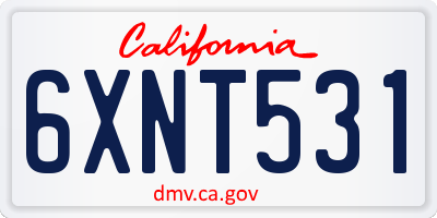 CA license plate 6XNT531