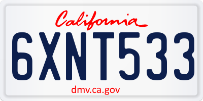 CA license plate 6XNT533