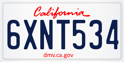 CA license plate 6XNT534