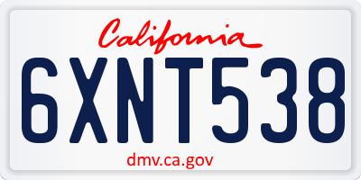 CA license plate 6XNT538