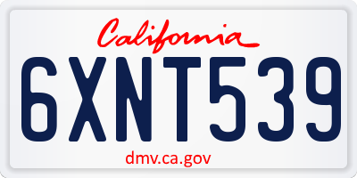 CA license plate 6XNT539