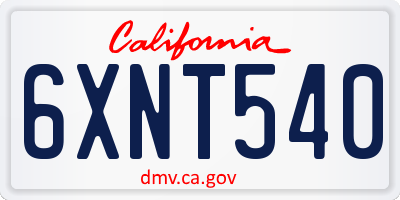 CA license plate 6XNT540