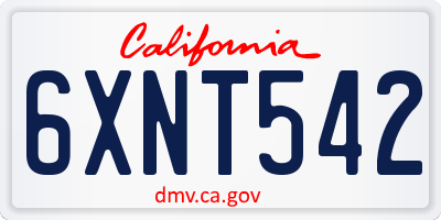 CA license plate 6XNT542