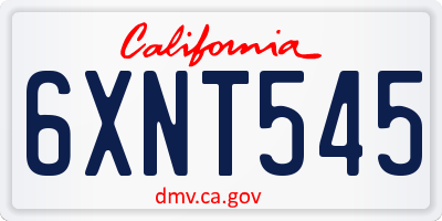 CA license plate 6XNT545