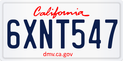 CA license plate 6XNT547