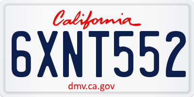 CA license plate 6XNT552