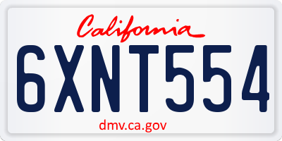 CA license plate 6XNT554