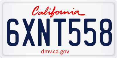 CA license plate 6XNT558