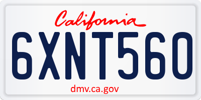 CA license plate 6XNT560
